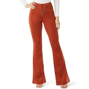 Sofia Vergara High Rise Flare Suede Jeans